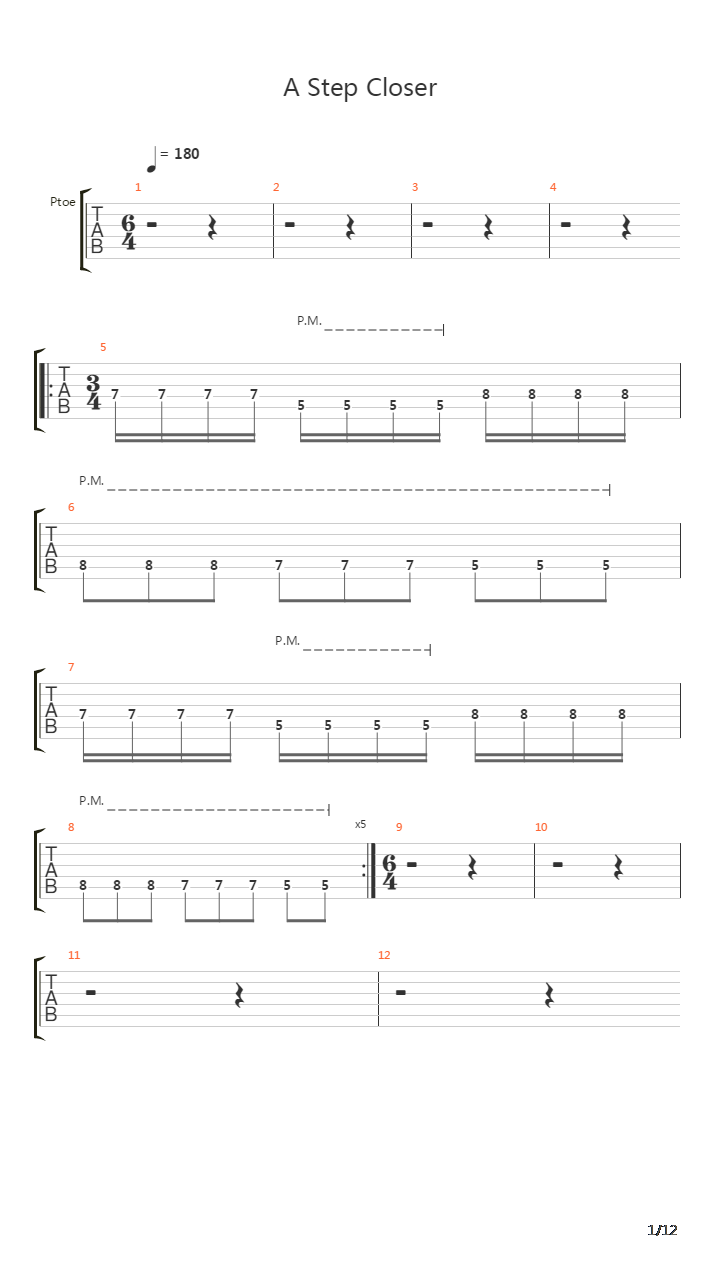 A Step Closer吉他谱