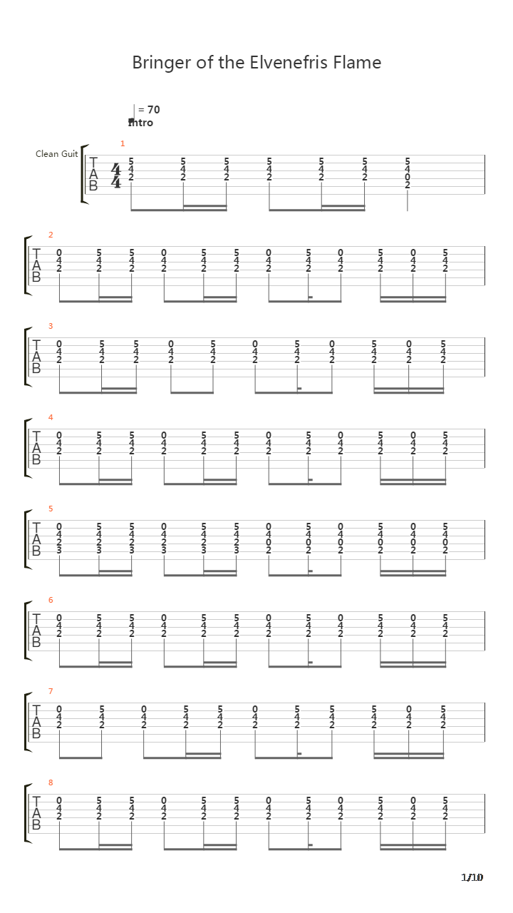 Bringer Of The Elvenefris Flame吉他谱
