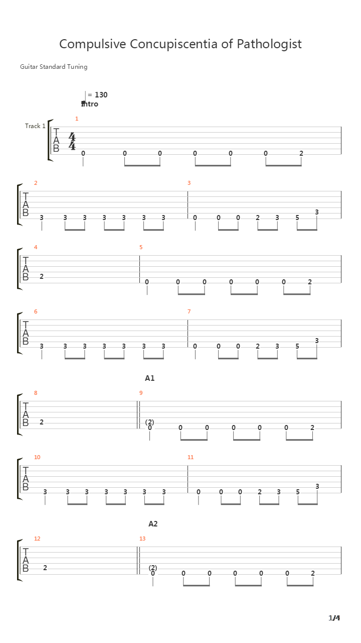 Compulsive Concupiscentia Of Pathologist吉他谱