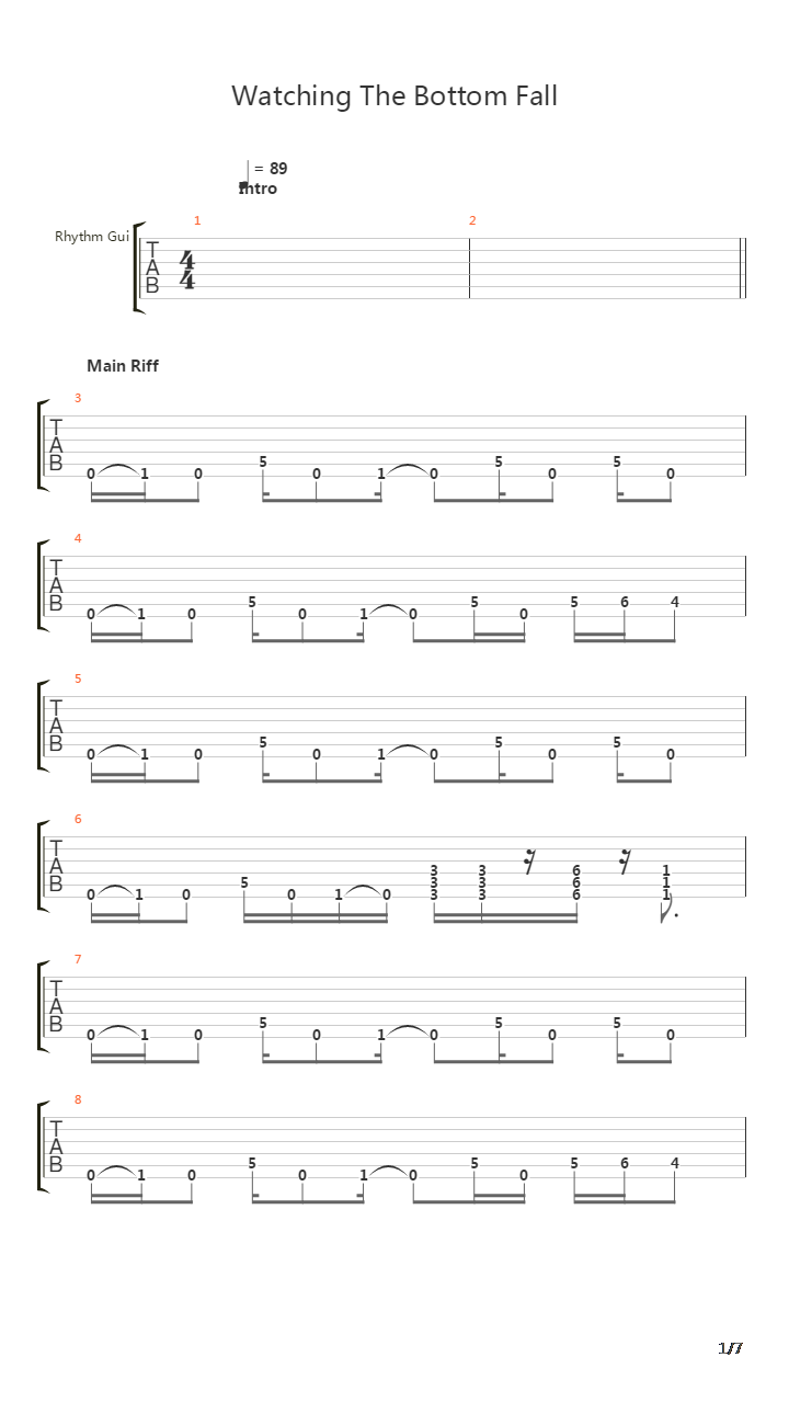 Watching The Bottom Fall吉他谱