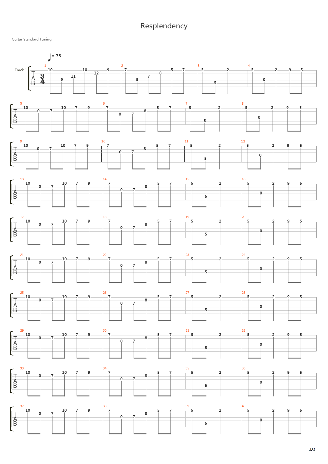 Resplendency吉他谱