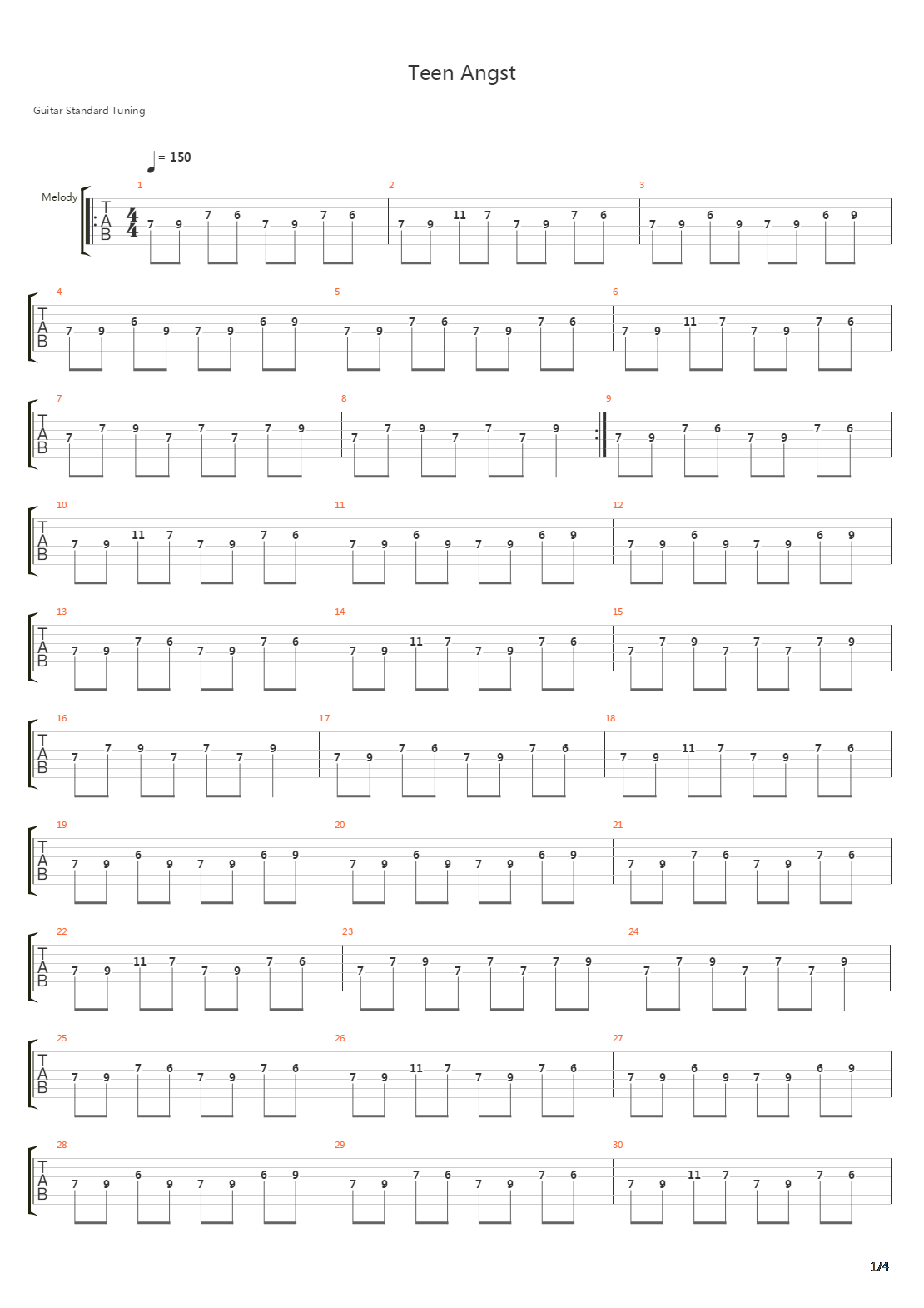 Teen Angst吉他谱