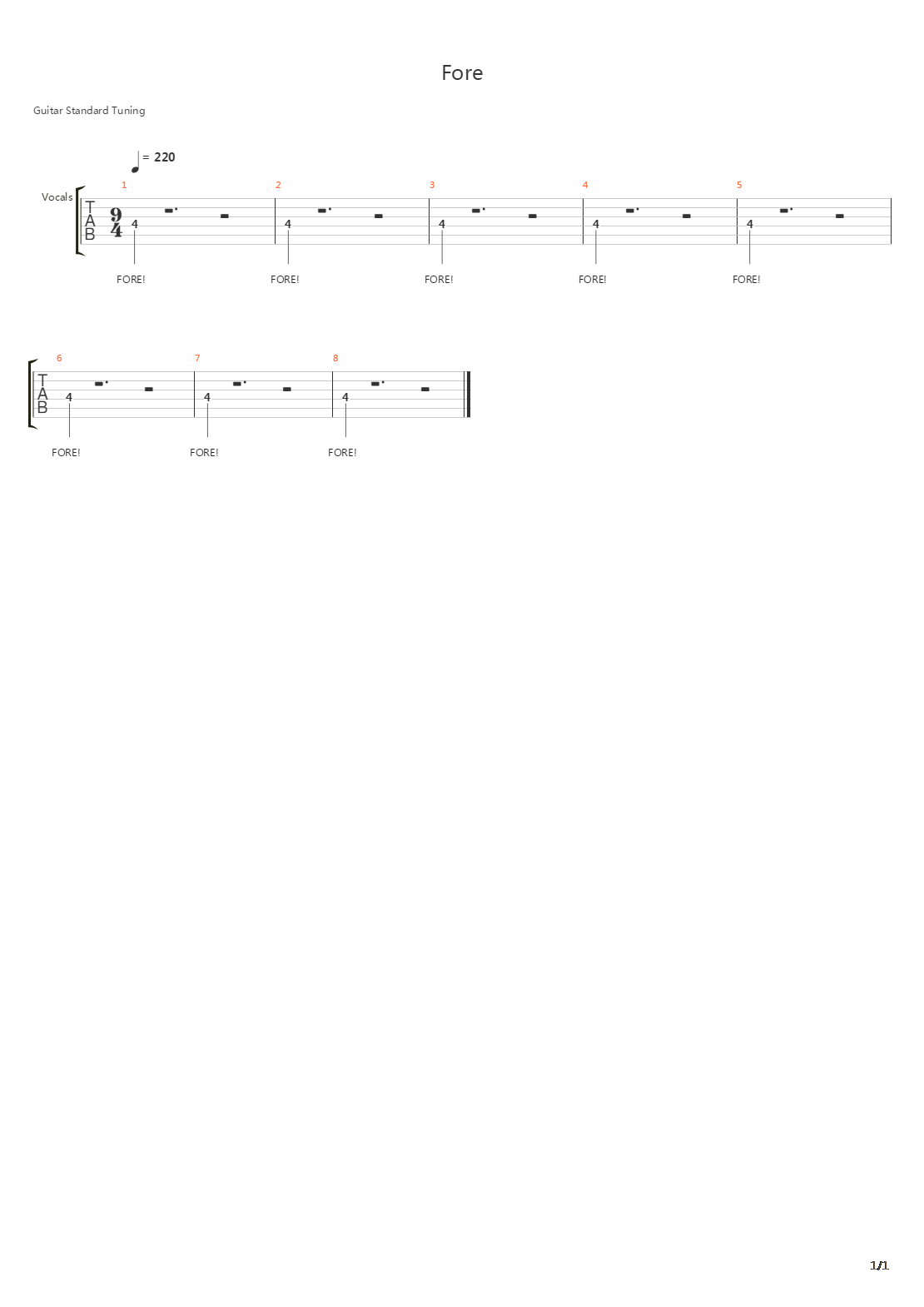 Fore吉他谱