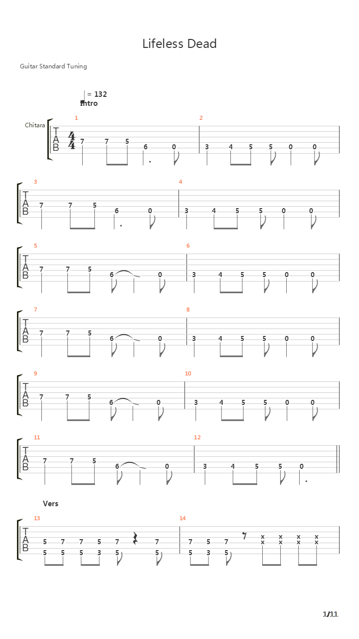 Lifeless Dead吉他谱