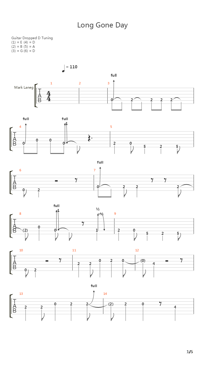 Long Gone Day吉他谱