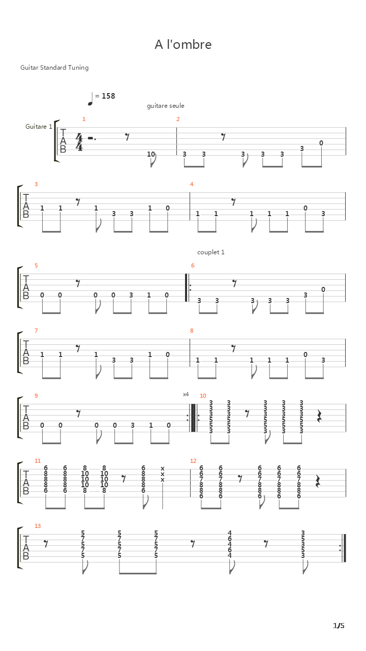A Lombre吉他谱