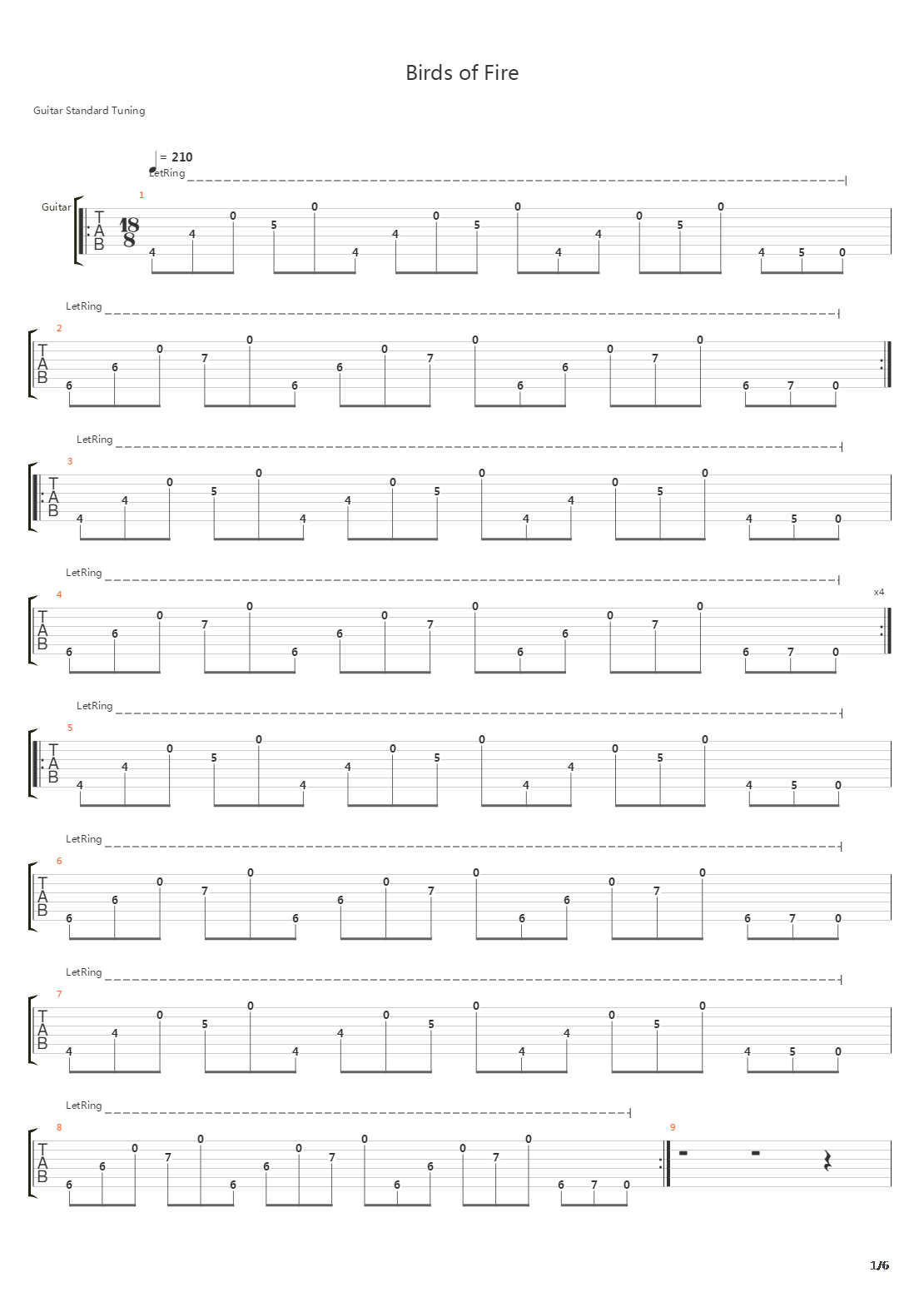 Birds Of Fire吉他谱