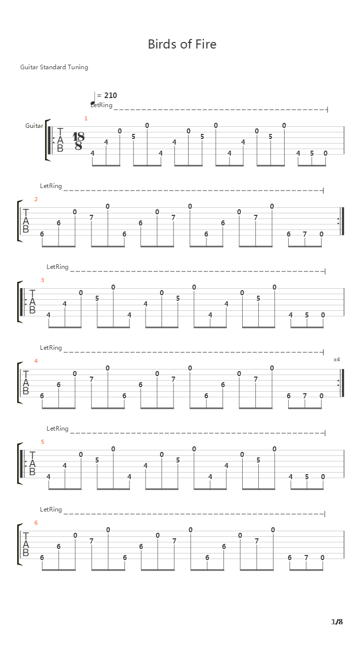 Birds Of Fire吉他谱