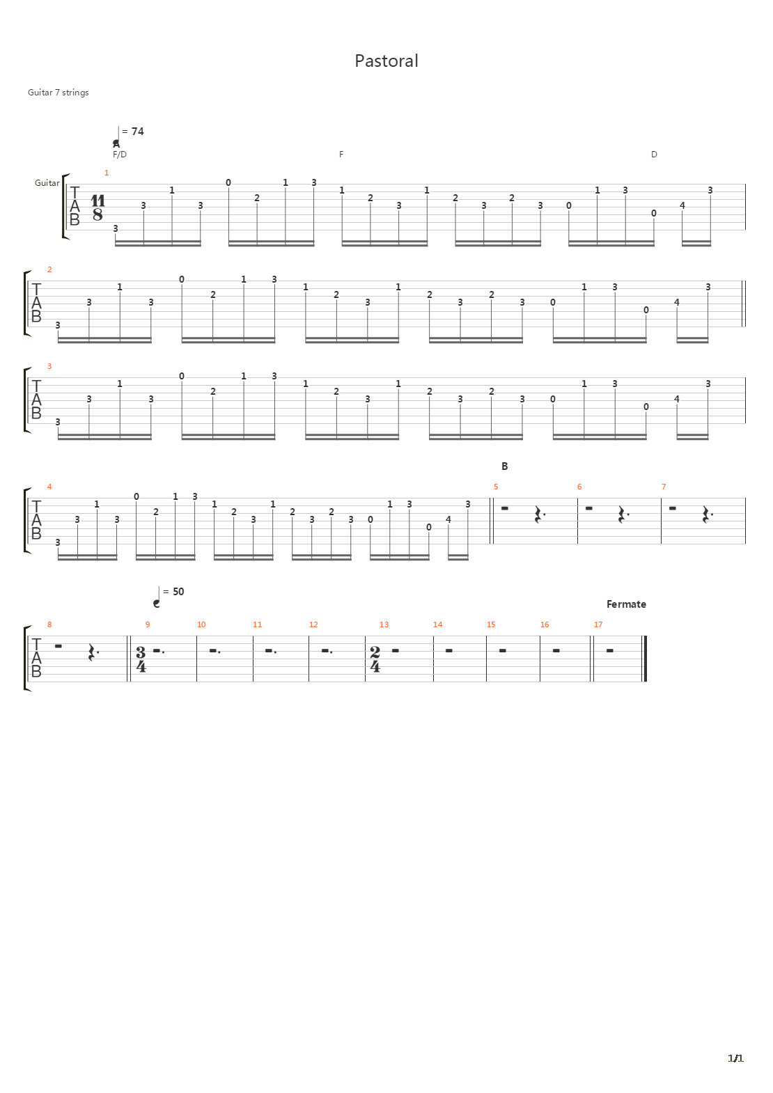 Pastoral吉他谱