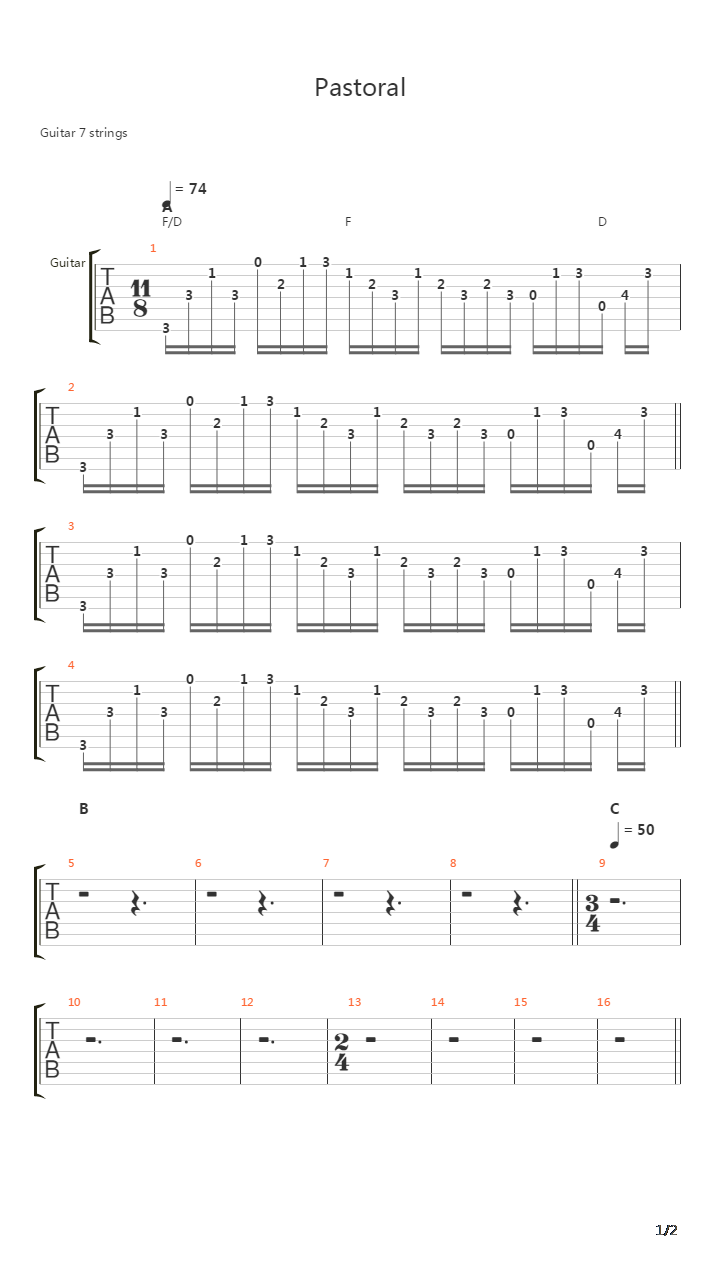Pastoral吉他谱