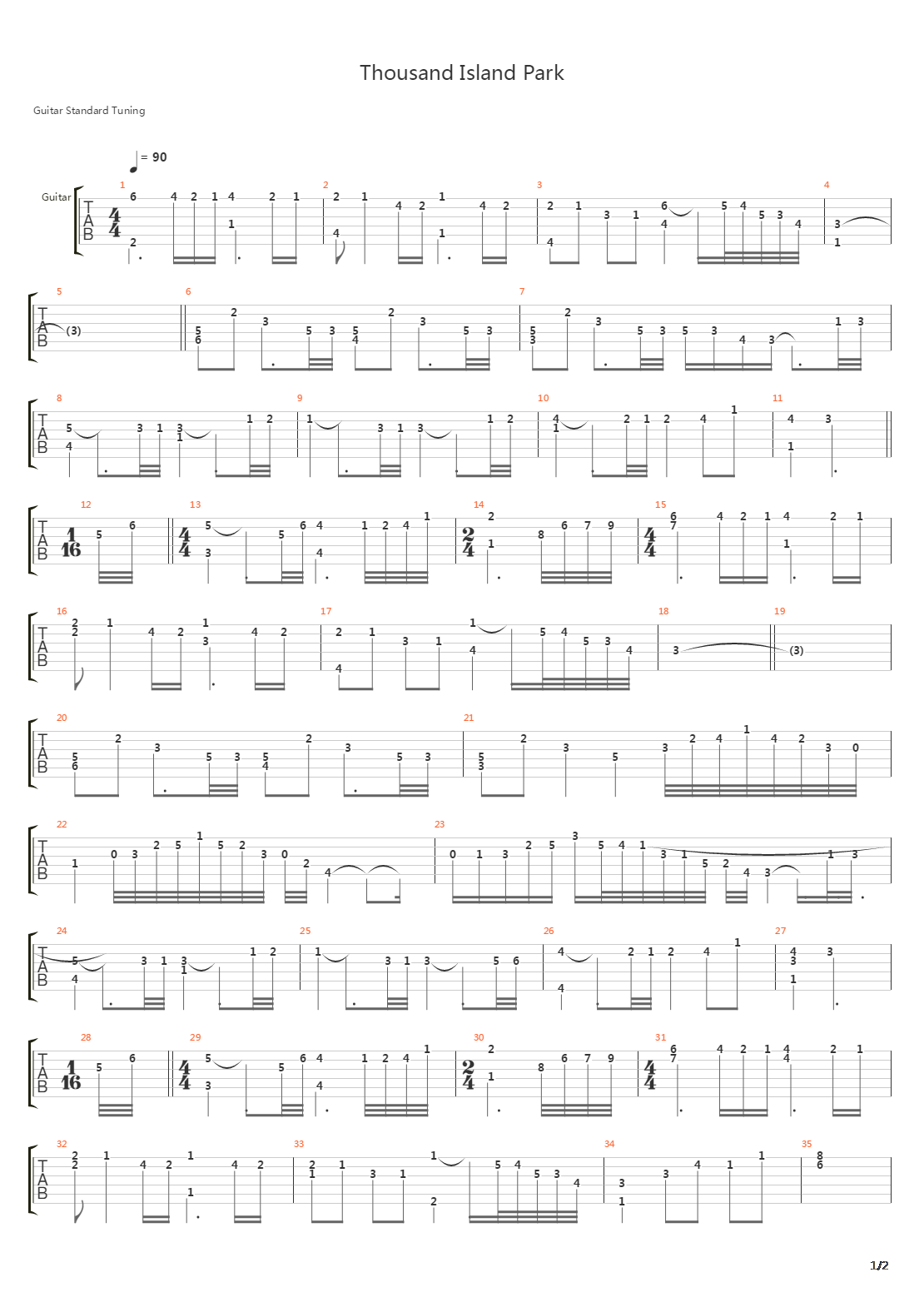 Thousand Island Park吉他谱