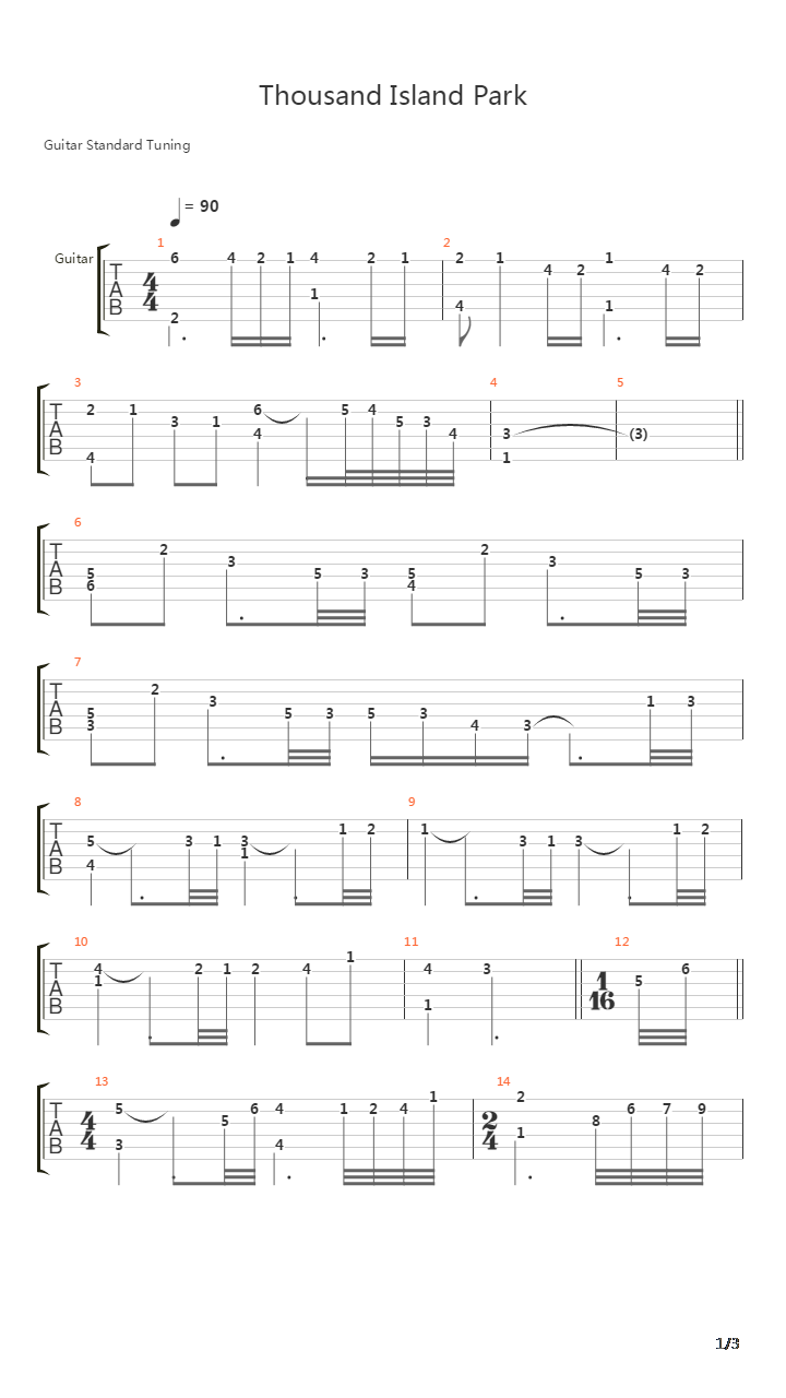 Thousand Island Park吉他谱