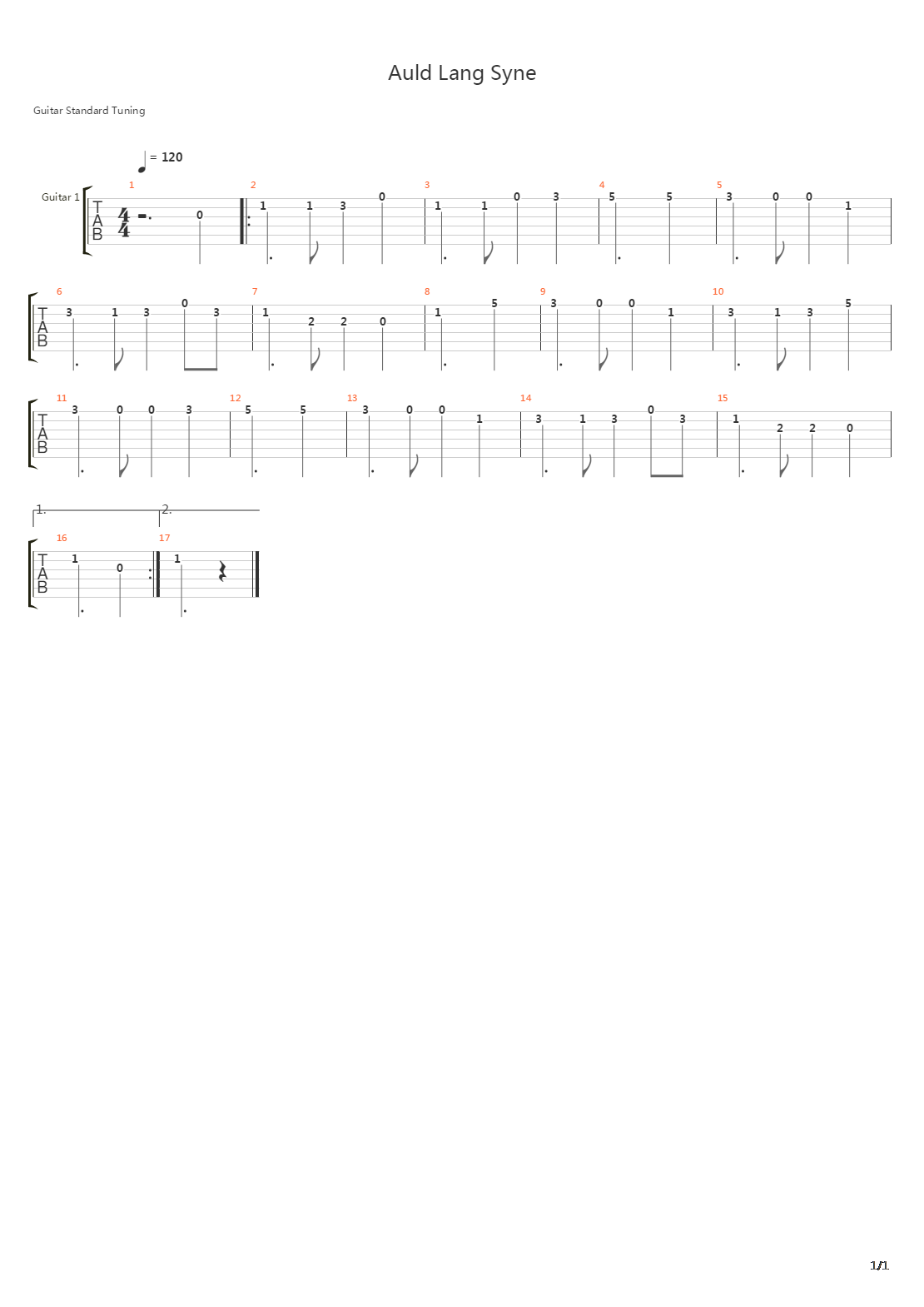 Auld Lang Syne吉他谱