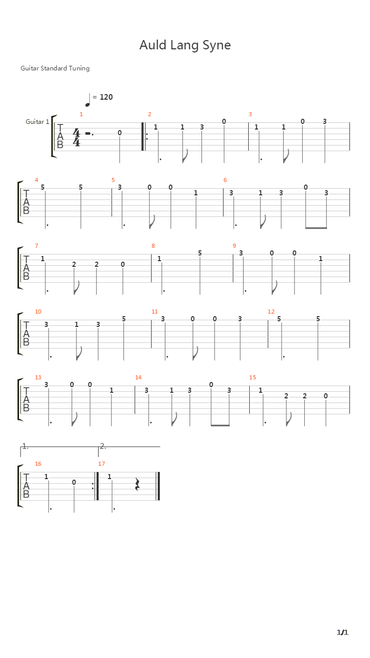 Auld Lang Syne吉他谱