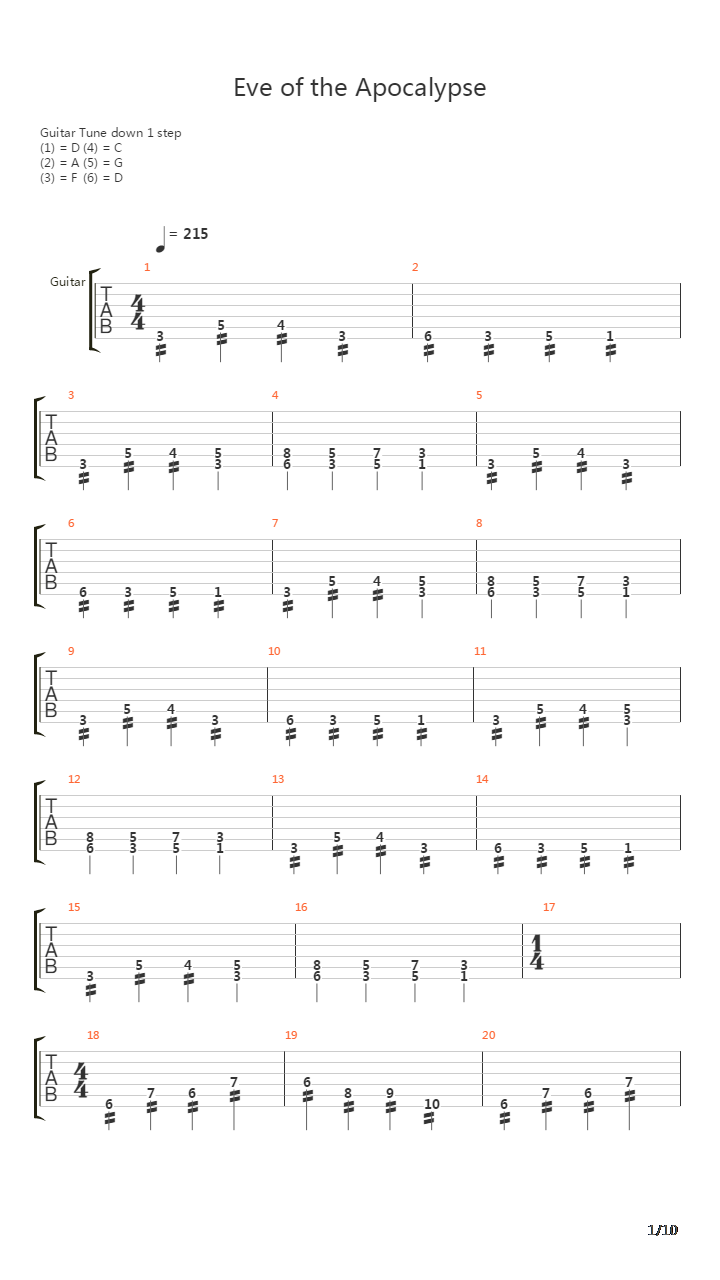 Eve Of The Apocalypse吉他谱