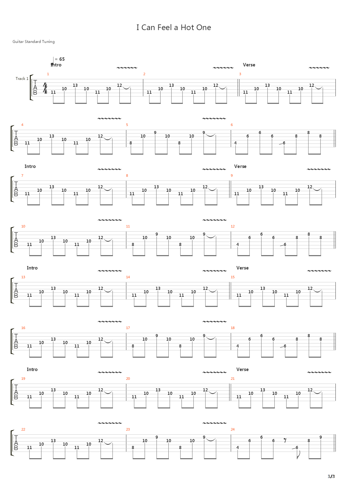 I Can Feel A Hot One吉他谱