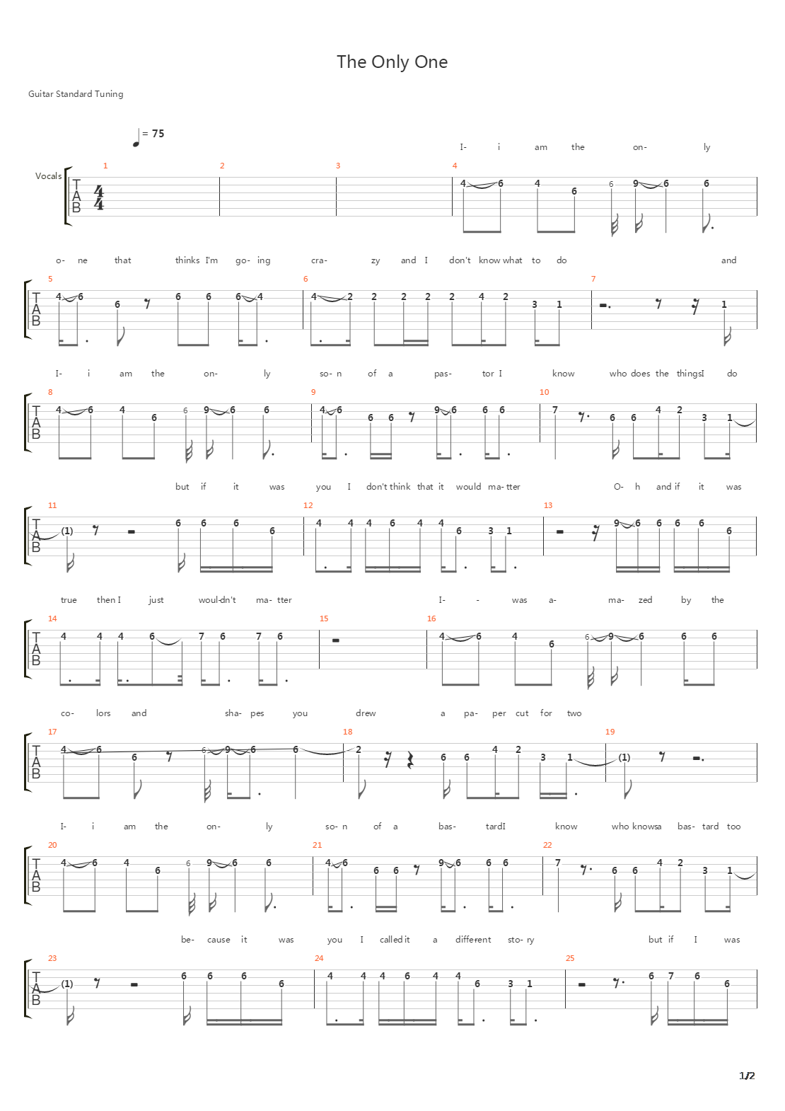 The Only One吉他谱