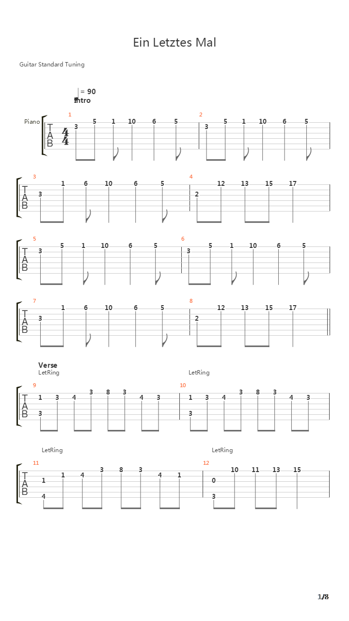 Ein Letztes Mal吉他谱