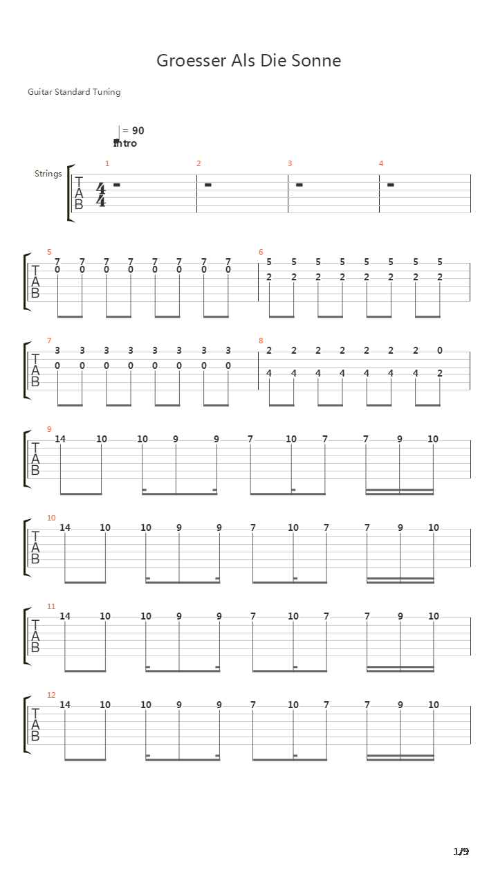 Groesser Als Die Sonne吉他谱