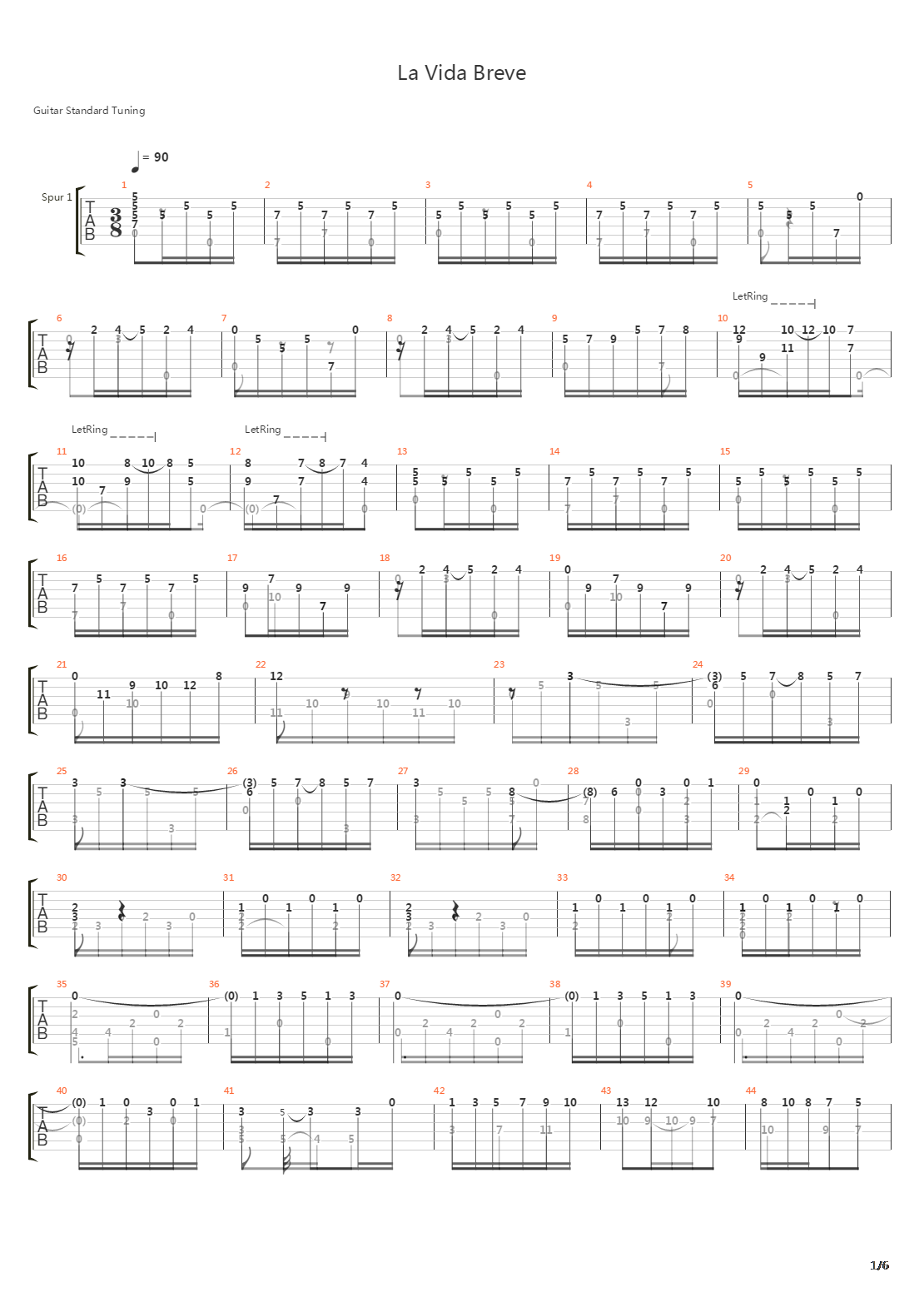 La Vida Breve吉他谱