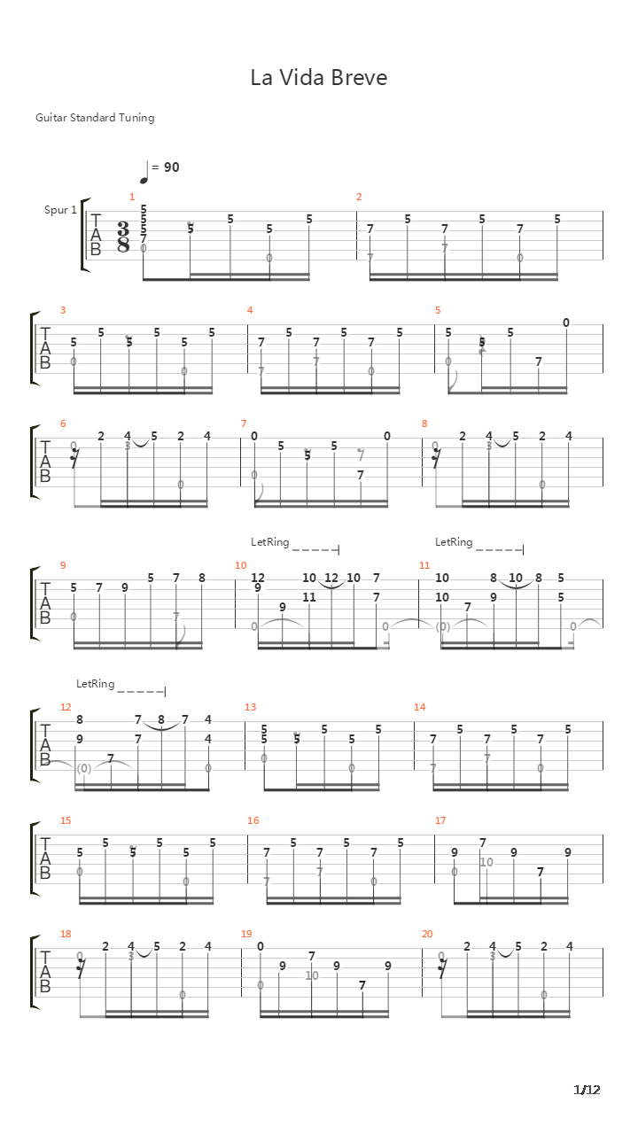 La Vida Breve吉他谱