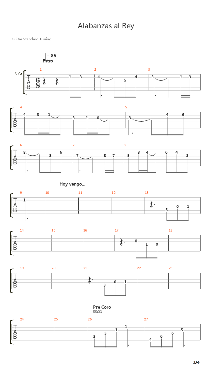 Alabanzas Al Rey吉他谱