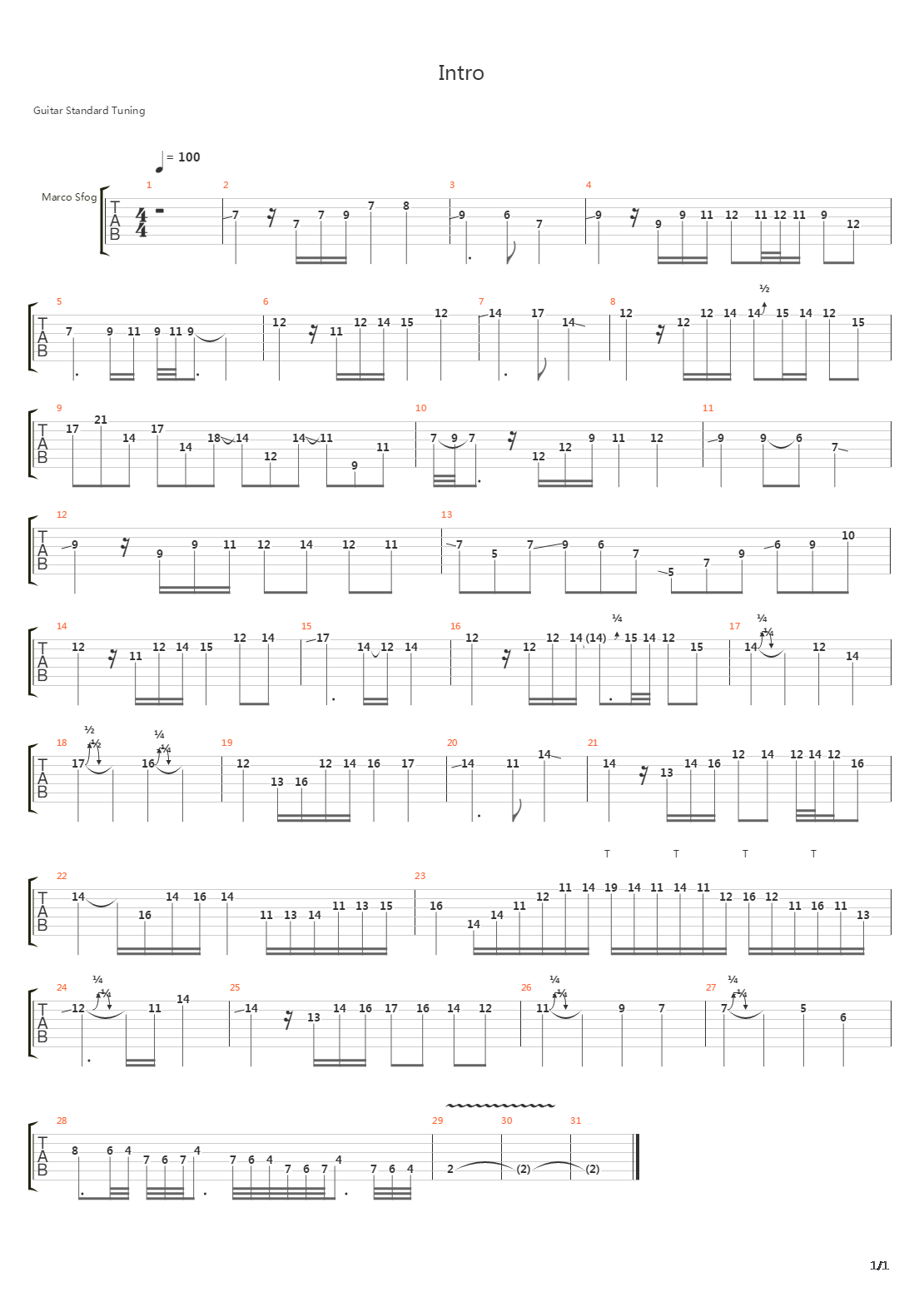Intro吉他谱