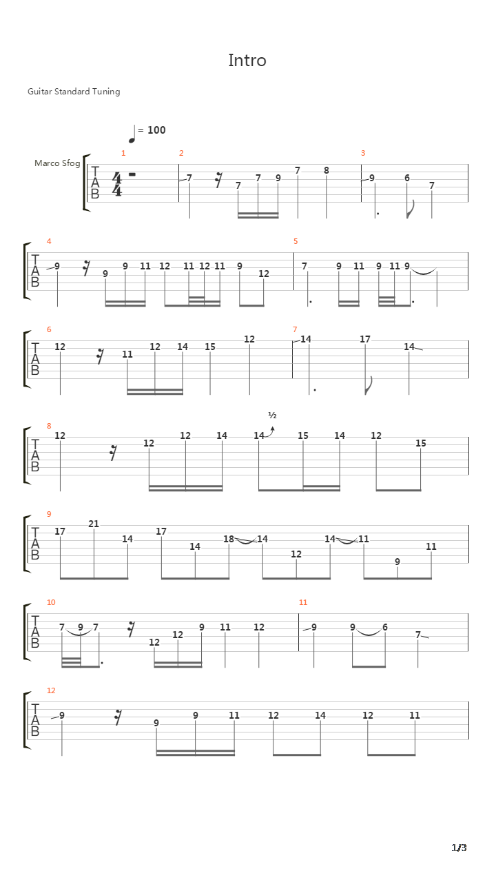 Intro吉他谱