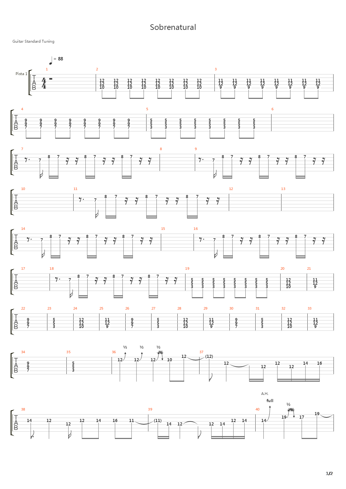 Sobrenatural吉他谱