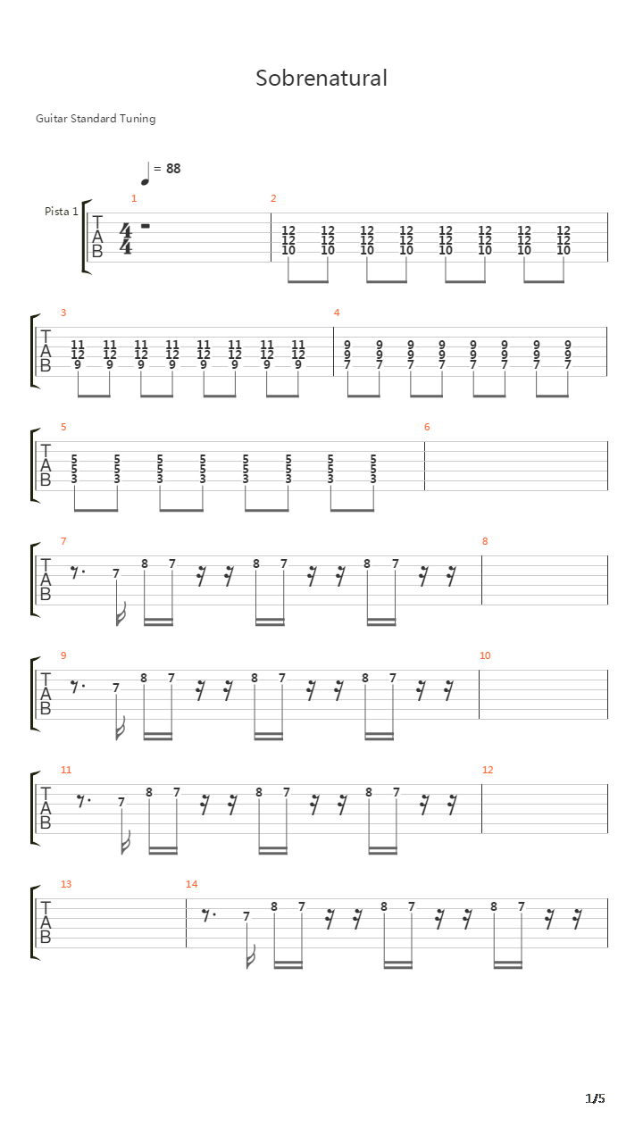 Sobrenatural吉他谱