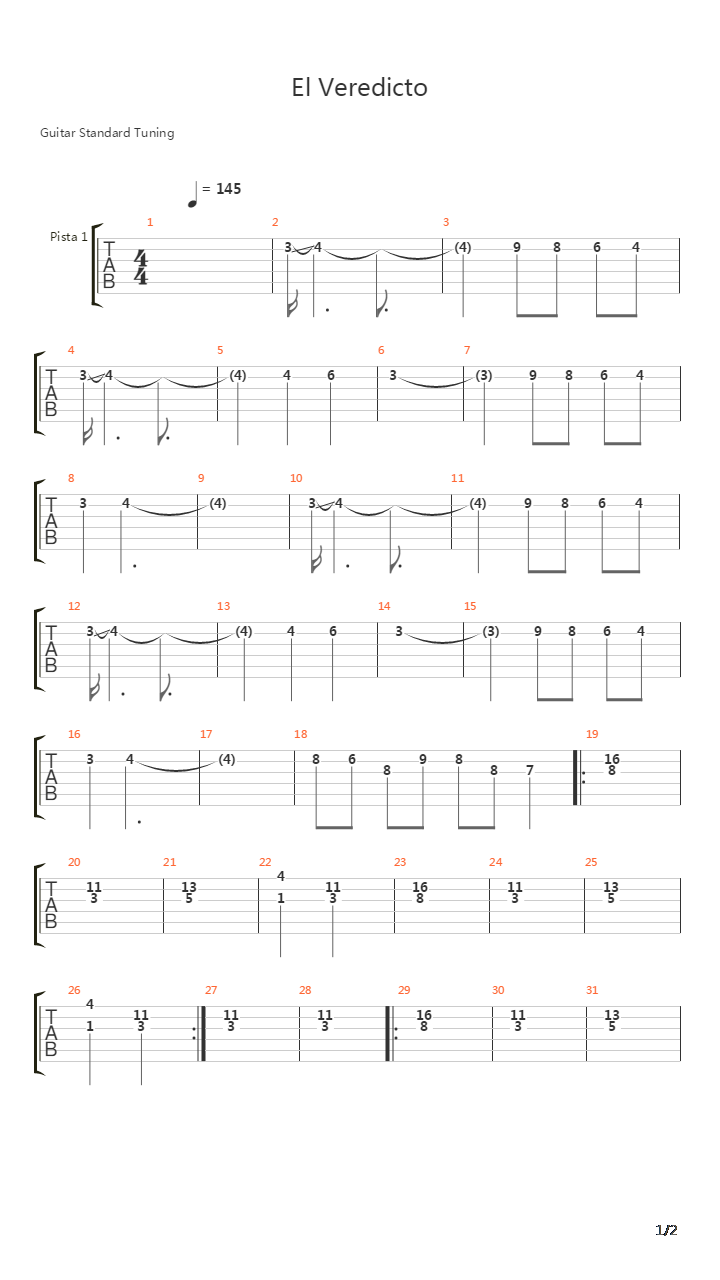 El Veredicto吉他谱