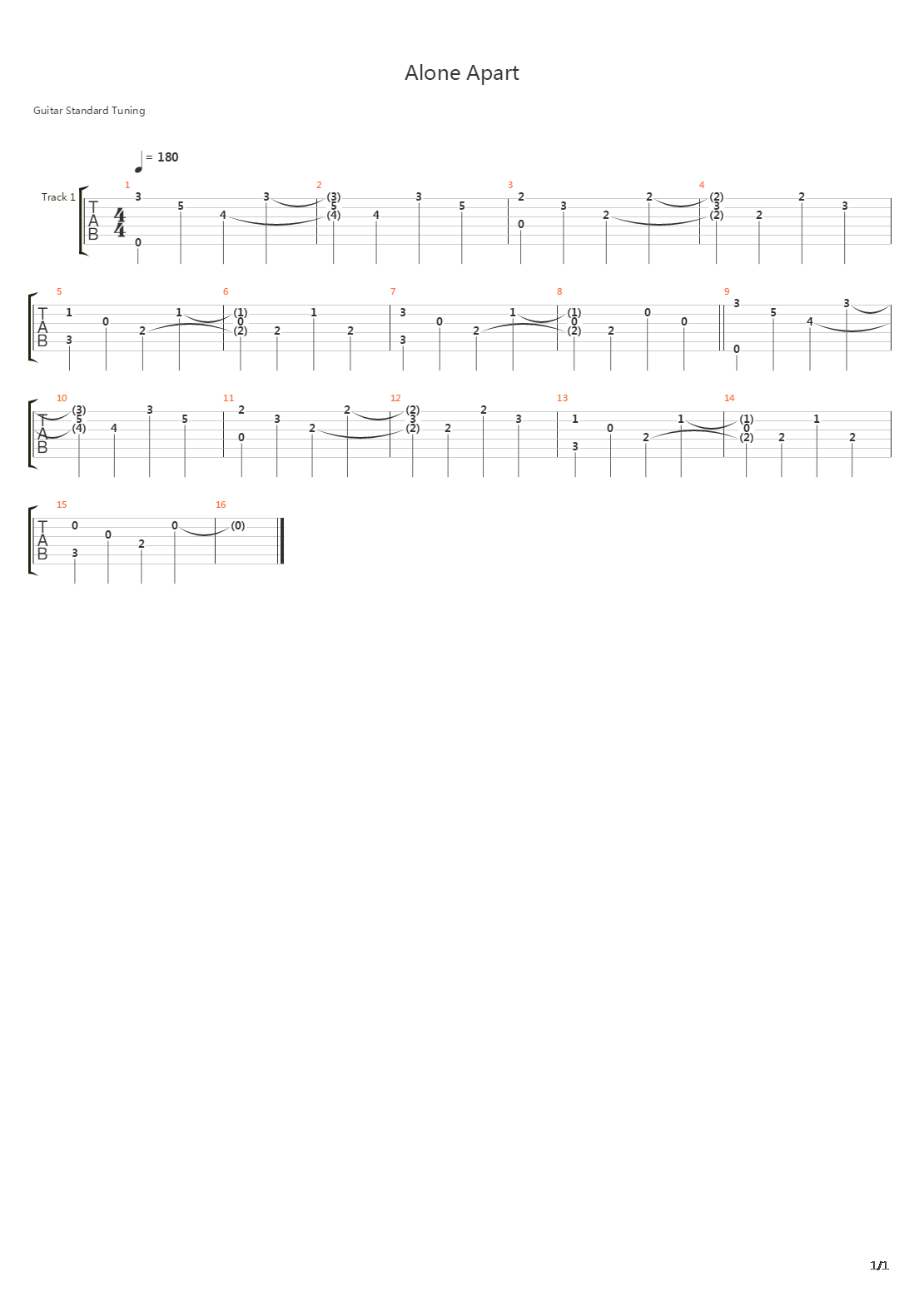 Alone Apart吉他谱