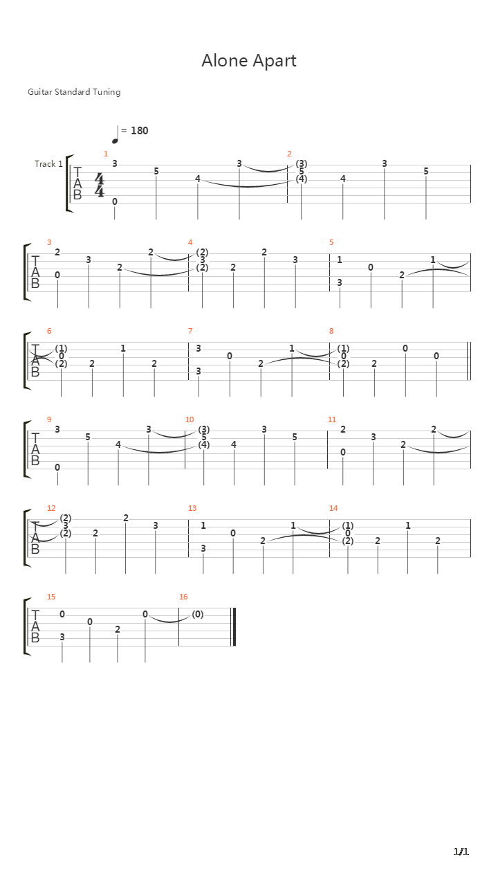 Alone Apart吉他谱