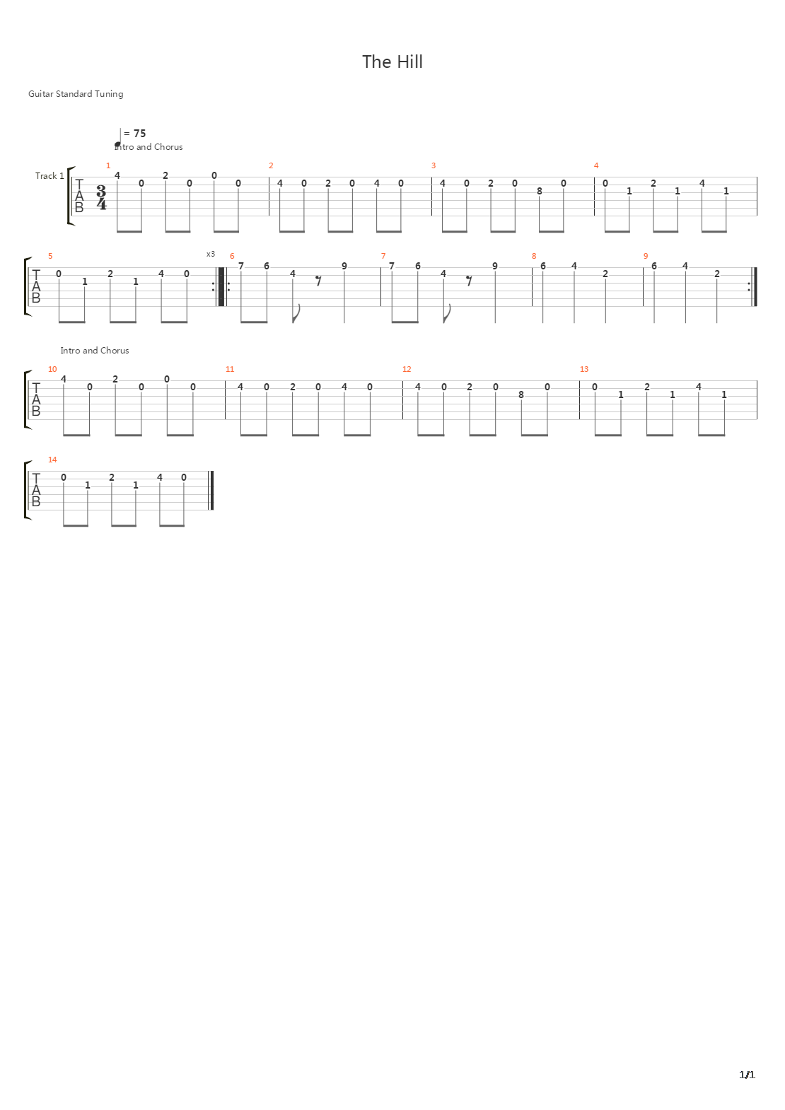 The Hill吉他谱