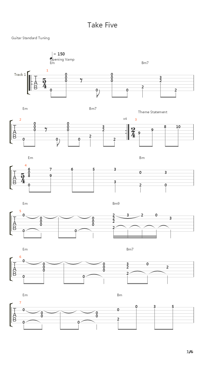 Take Five吉他谱