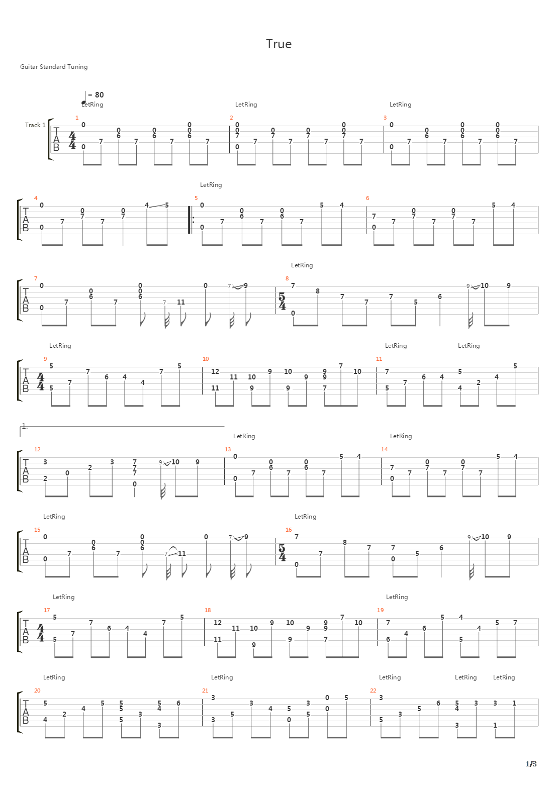 True吉他谱