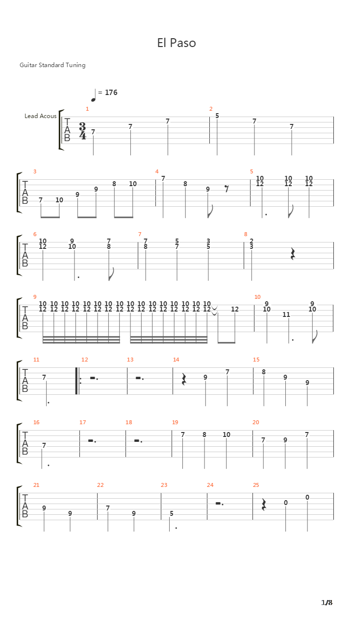 El Paso吉他谱