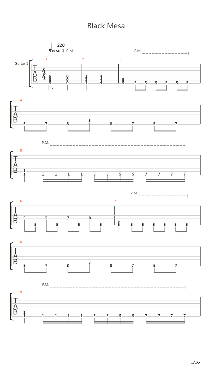 Black Mesa吉他谱