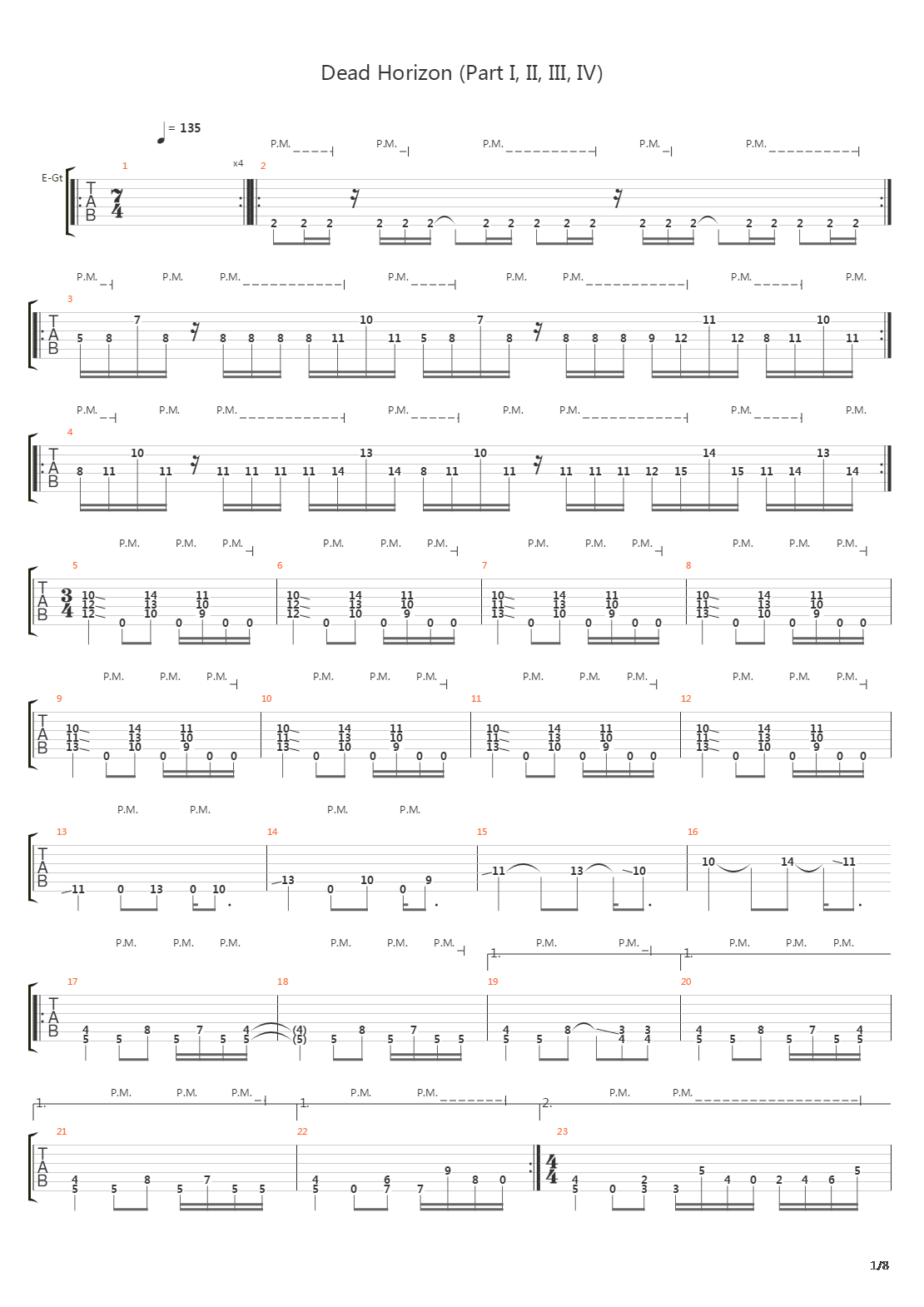 Dead Horizon Part I Ii Iii Iv吉他谱