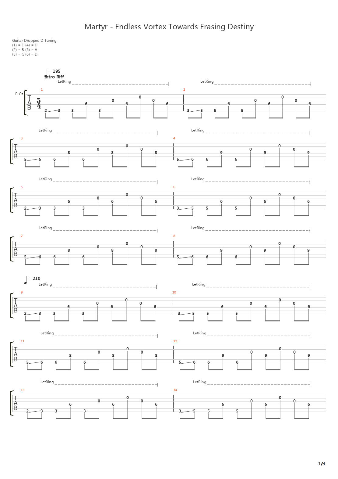 Endless Vortex Towards Erasing Destiny吉他谱