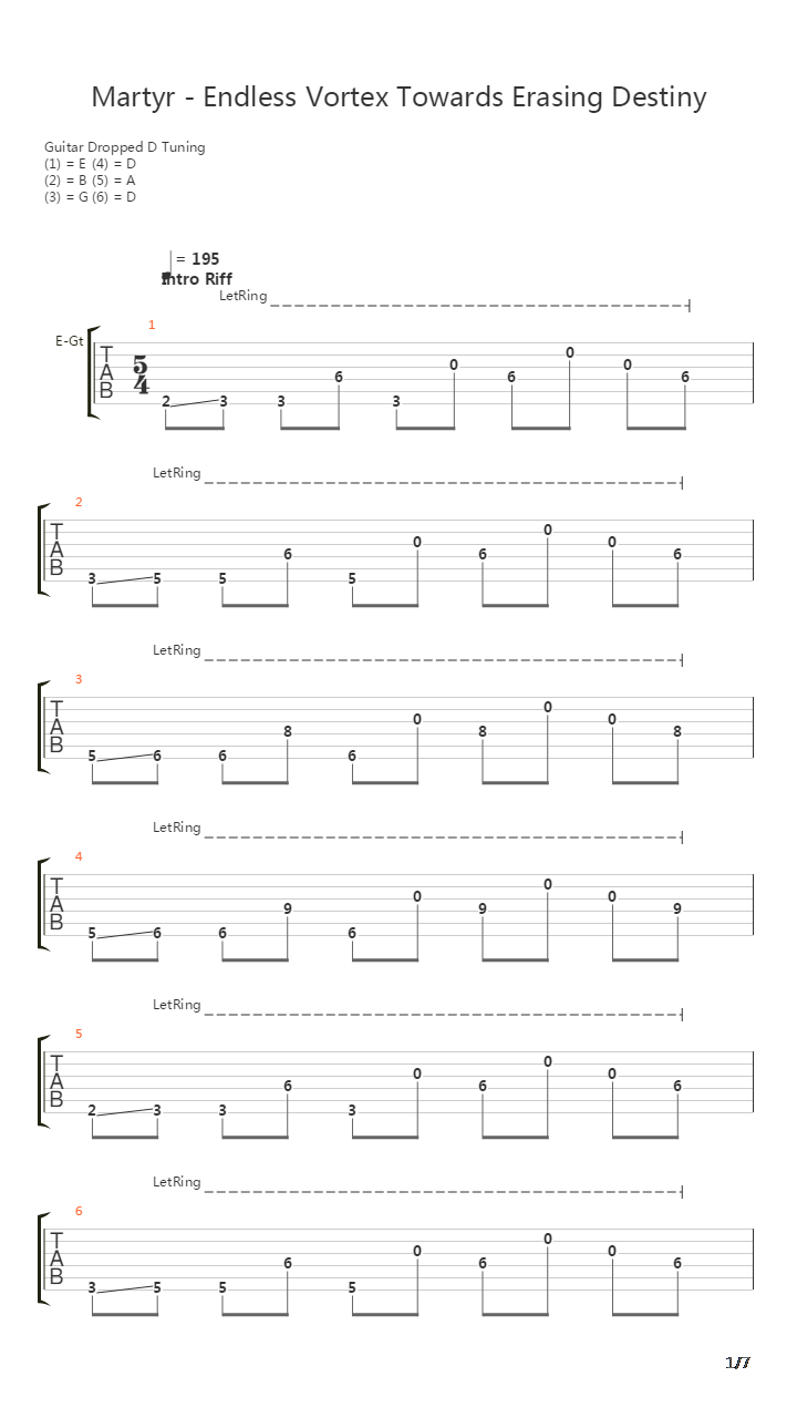 Endless Vortex Towards Erasing Destiny吉他谱