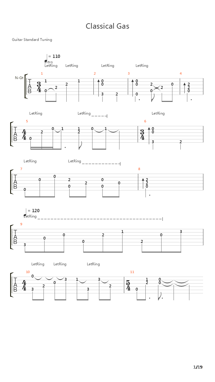 Classical Gas吉他谱