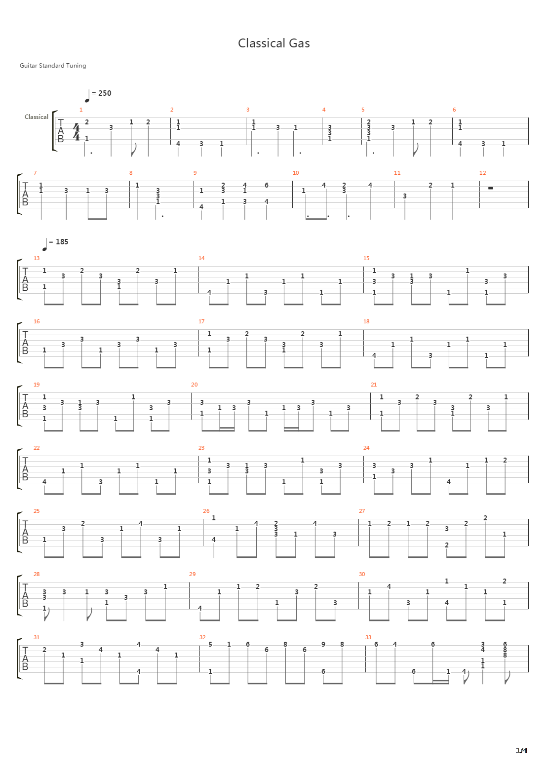 Classical Gas吉他谱