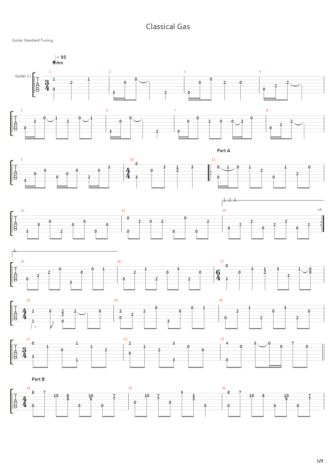 Classical Gas吉他谱