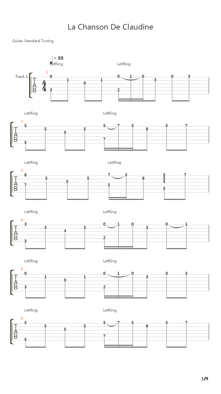 La Chanson De Claudine吉他谱
