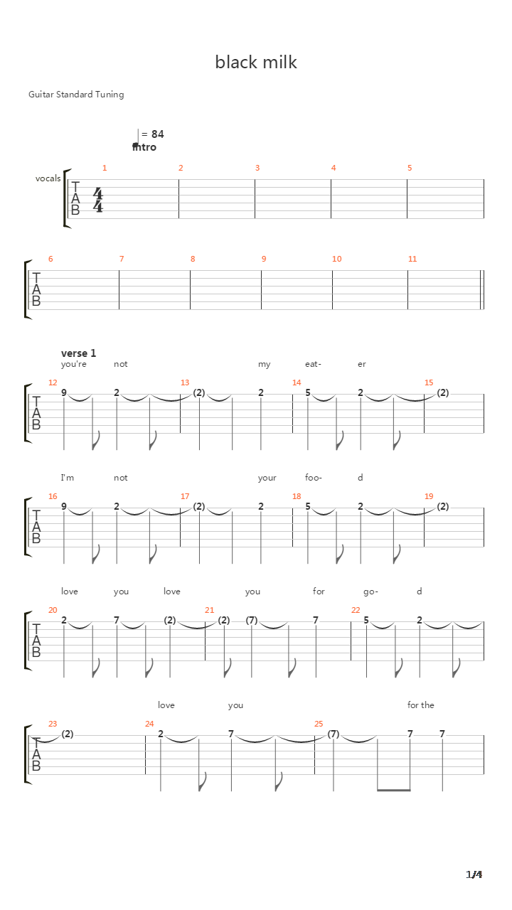 Black Milk吉他谱