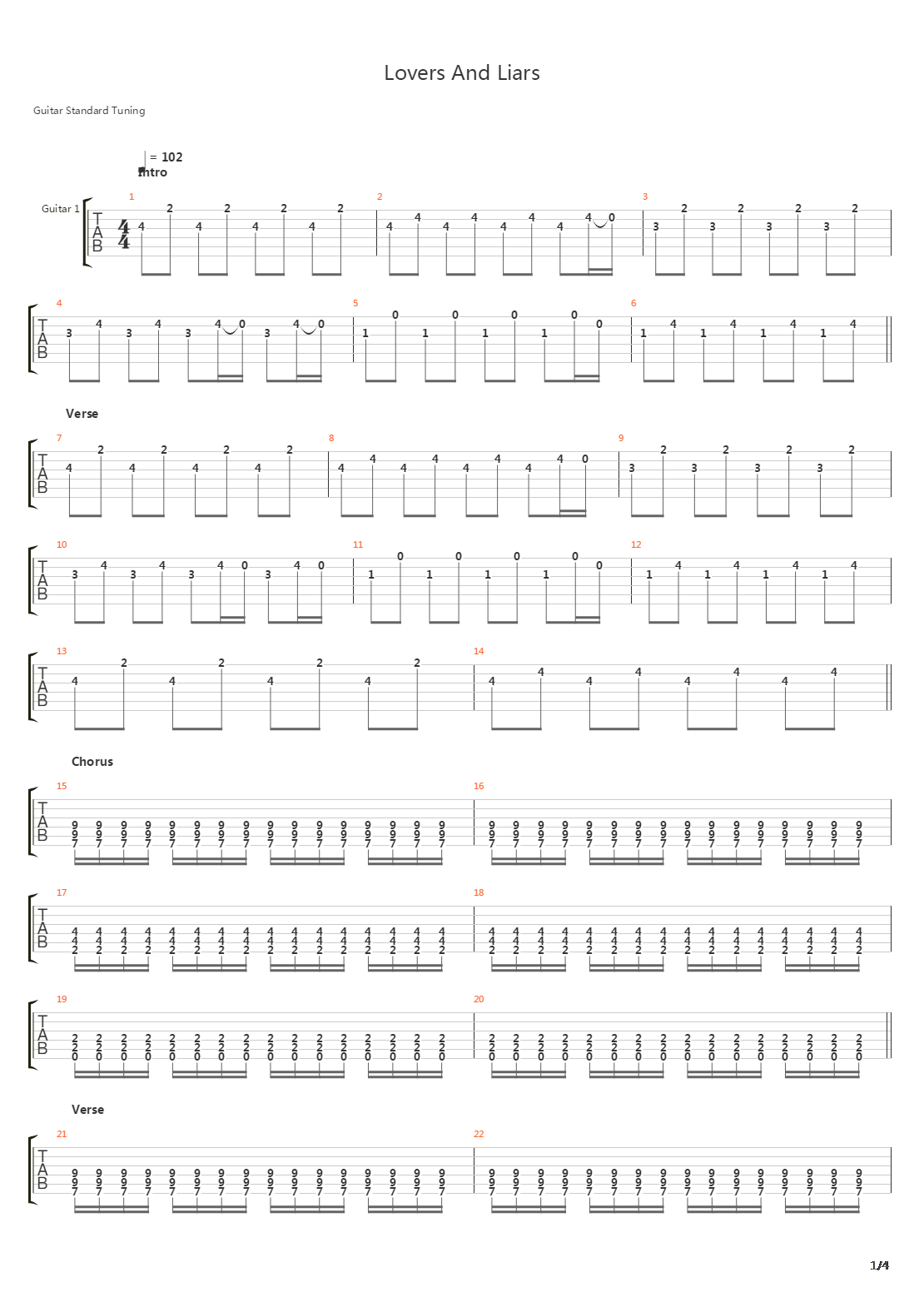 Lovers And Liars吉他谱