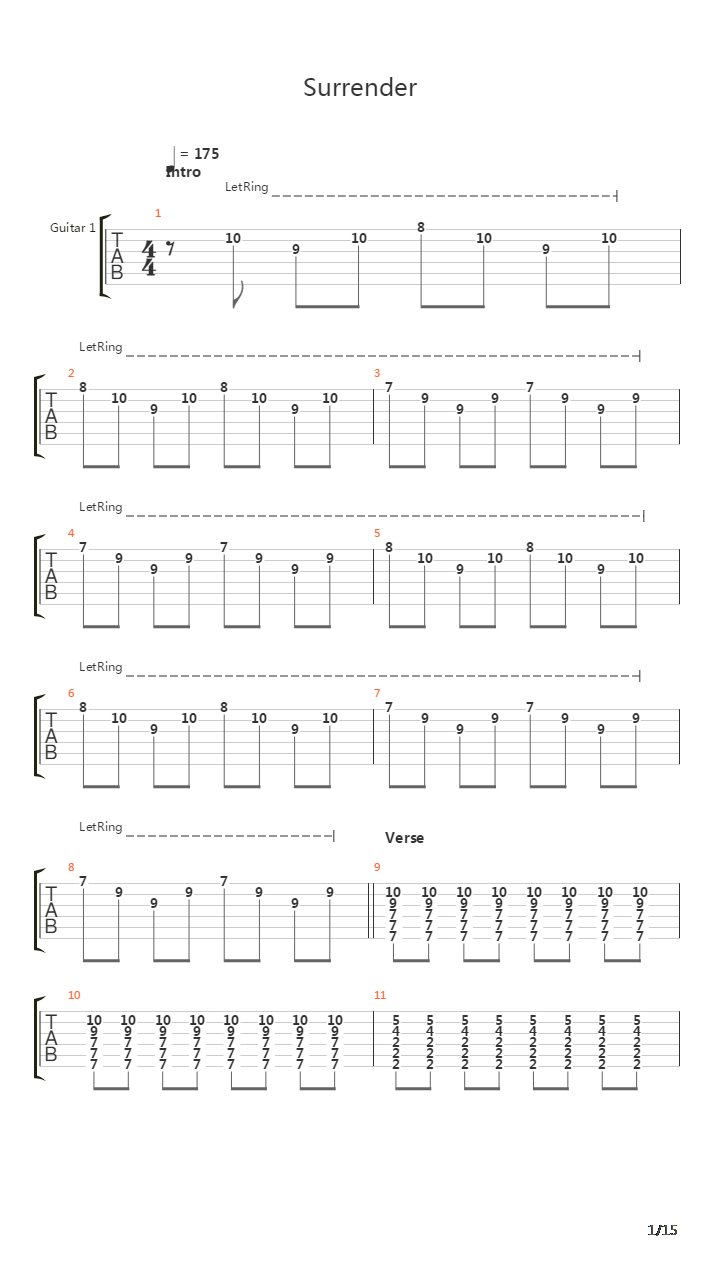 Surrender吉他谱