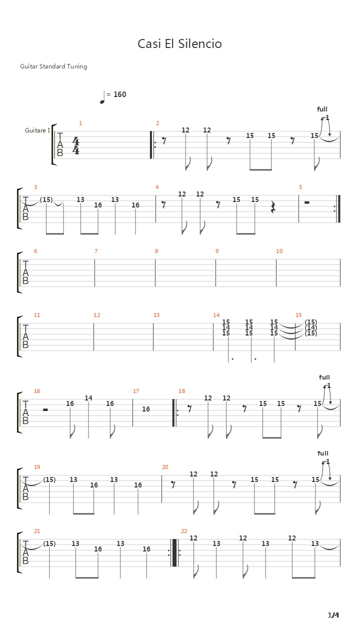 Casi El Silencio吉他谱
