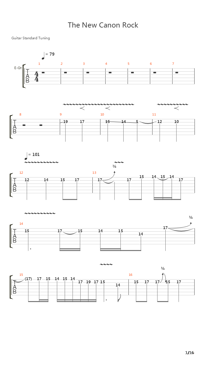 The New Canon Rock吉他谱